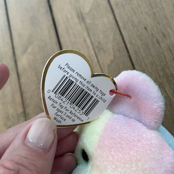 Ty Beanie Baby Birthday Bear 1999 Rare Unmarked Tag Pastel Tie-Dye B.B. Bear - Picture 8 of 10